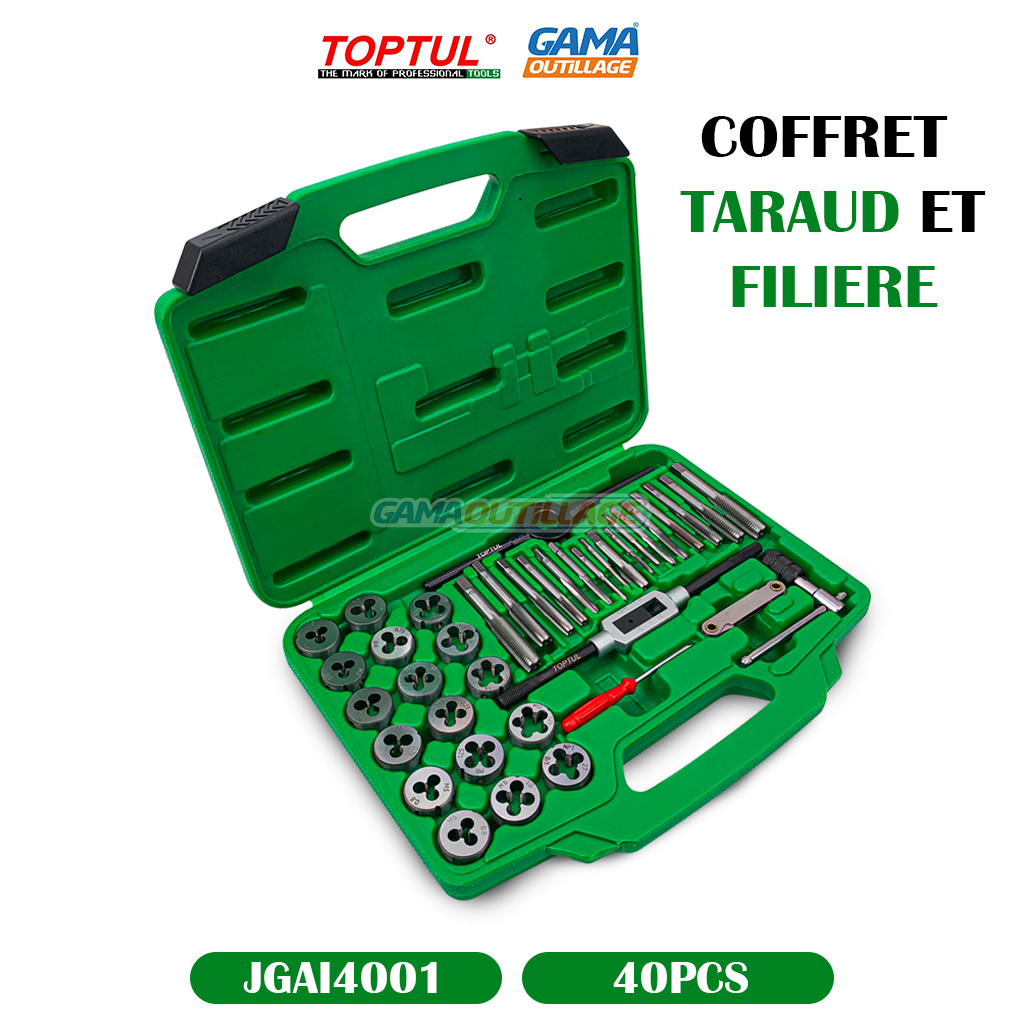 COFFRET TARAUD ET FILIERE 40PCS TOPTUL - GAMA OUTILLAGE | Toptul, Algérie