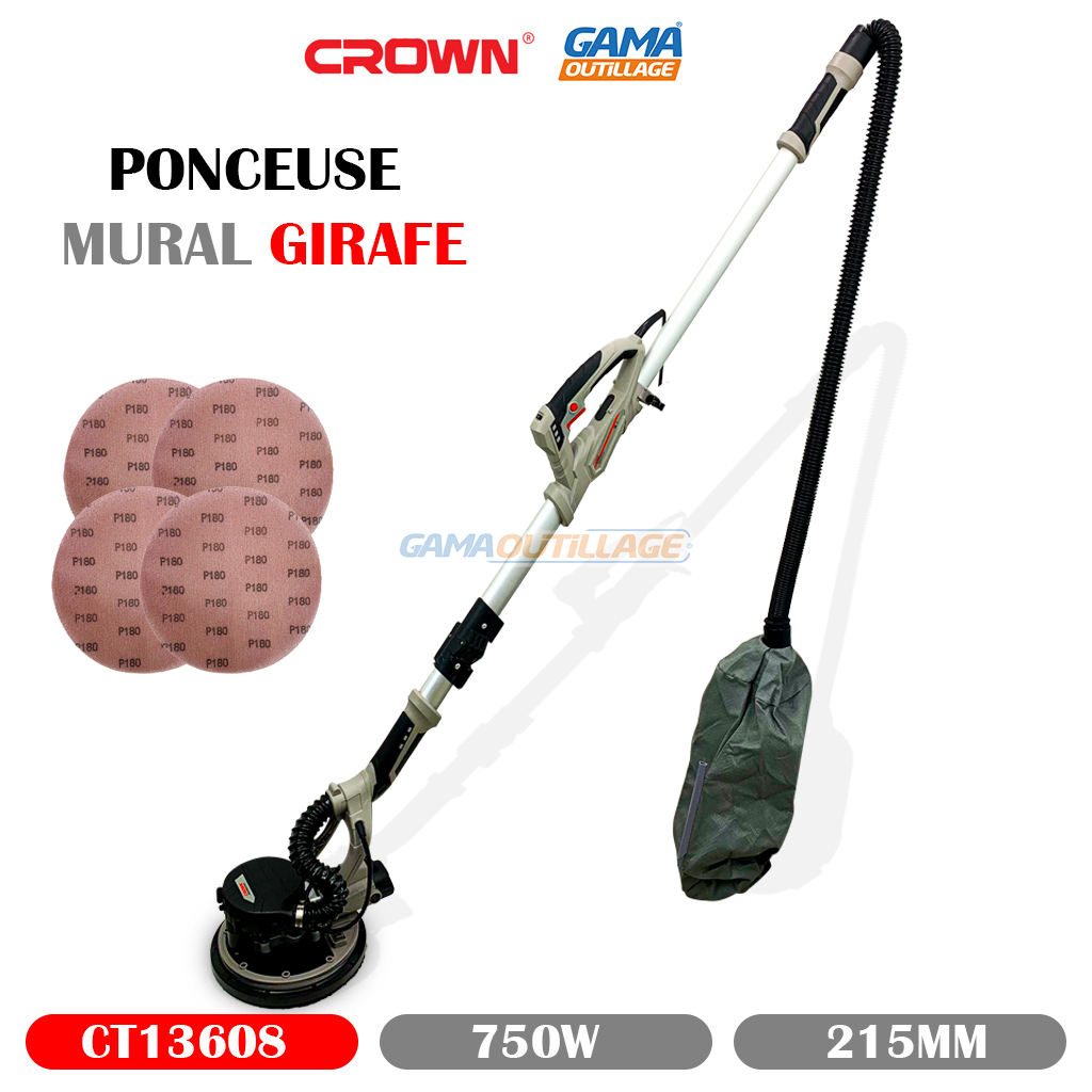 Ponceuse girafe 750W 215mm avec valise CROWN