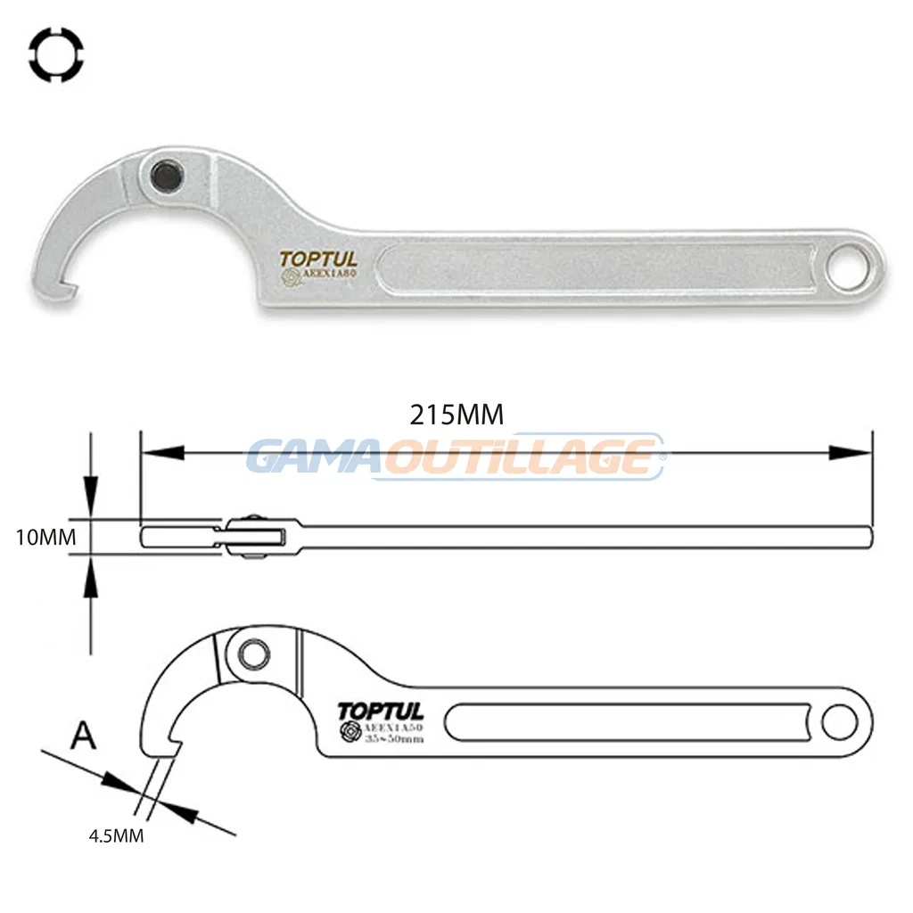 CLE A ERGOT ARTICULEE 35-50 MM TOPTUL – Image 5