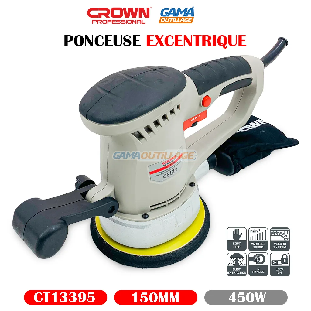 PONCEUSE EXCENTRIQUE 150MM 450W CROWN