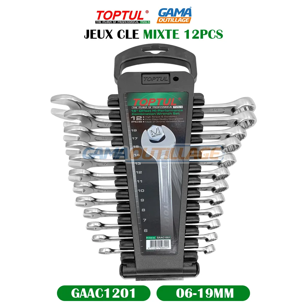 JEUX CLE MIXTE 12PCS 6-19MM TOPTUL – Image 5