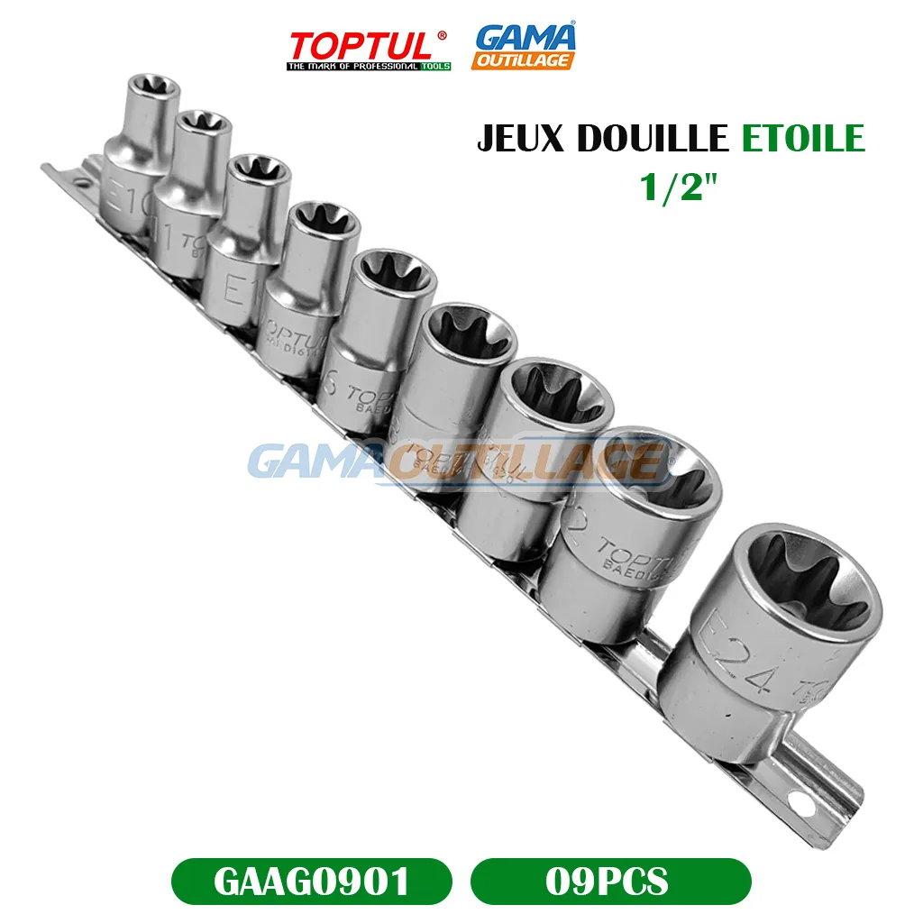 JEUX DOUILLE ETOILE 1/2" 09 PCS TOPTUL – Image 6