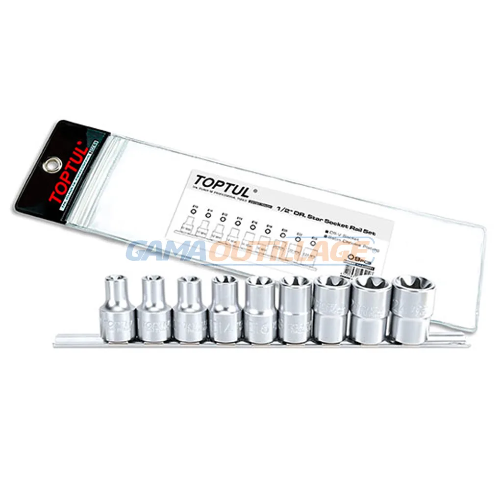 JEUX DOUILLE ETOILE 1/2" 09 PCS TOPTUL – Image 2