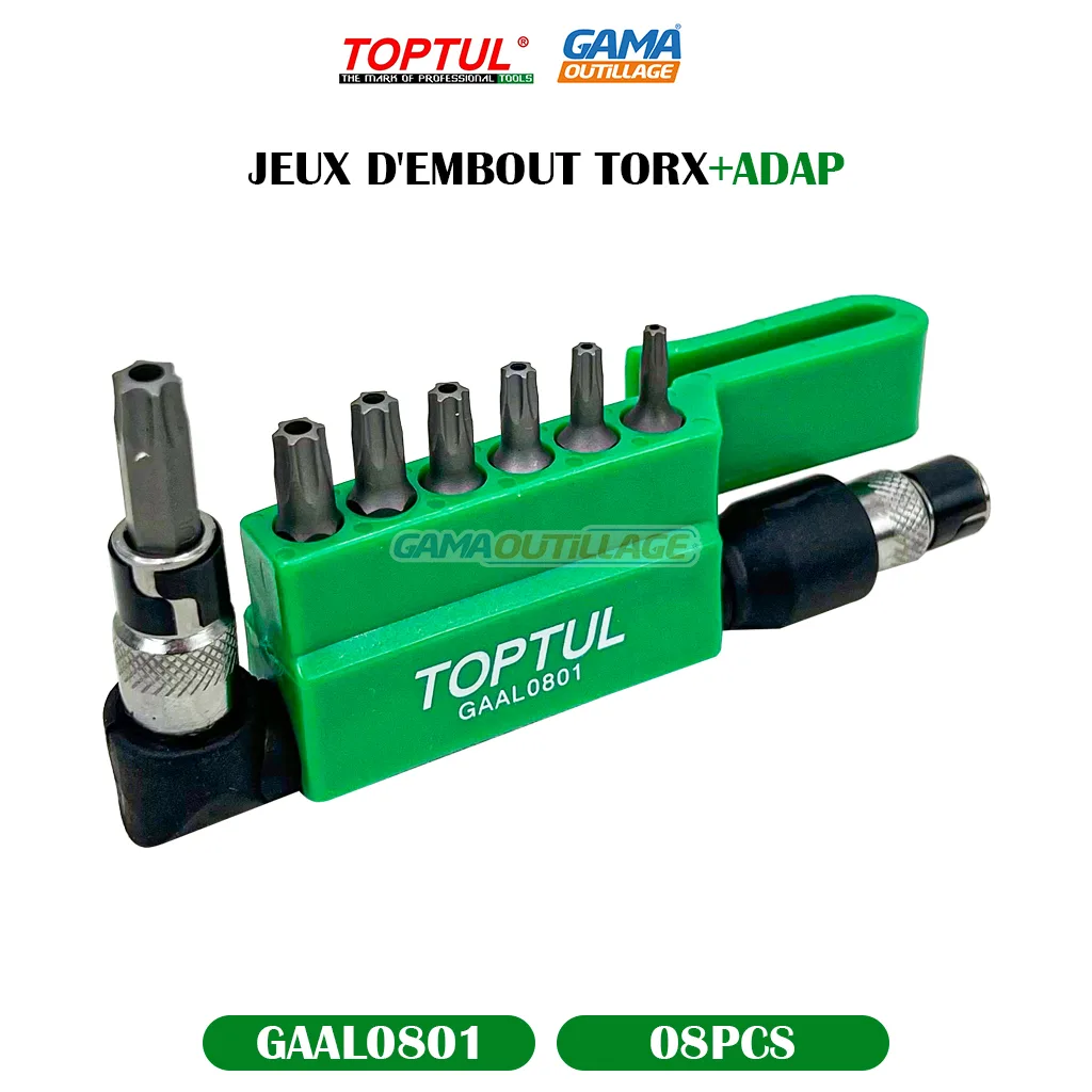 JEUX D'EMBOUT TORX+ADAP 08PCS TOPTUL – Image 5