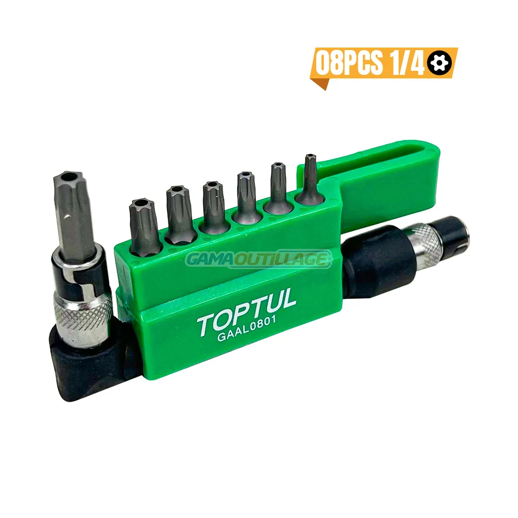 GAAL0801-GAMAOUTILLAGE-CNC JEUX D'EMBOUT TORX+ADAP 08PCS TOPTUL – Image 1