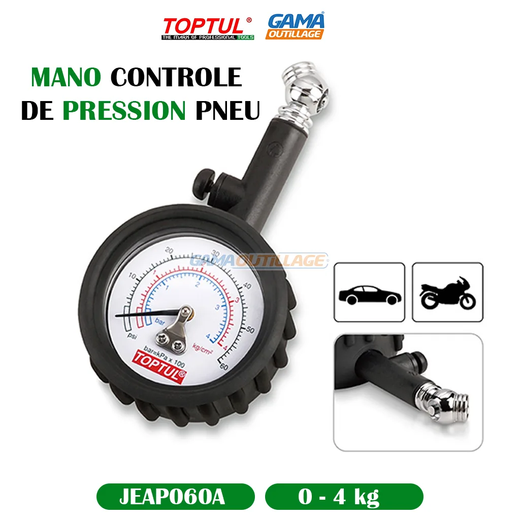 JEAP060A-GAMAOUTILLAGE-CNC MANO CONTROLE DE PRESSION PNEU TOPTUL