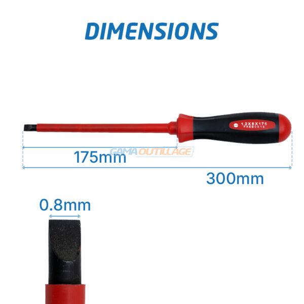 Tournevis VDE KNIPEX 8x175 Mm – Fendu, Isolé, Anti-roulis, 98 20 80