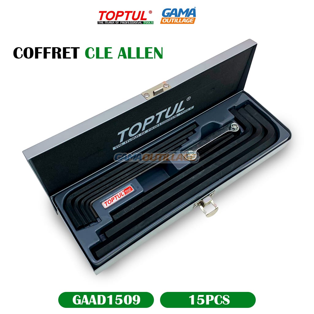 GAAD1509-GAMAOUTILLAGE-CNC COFFRET CLE ALLEN 15PCS TOPTUL