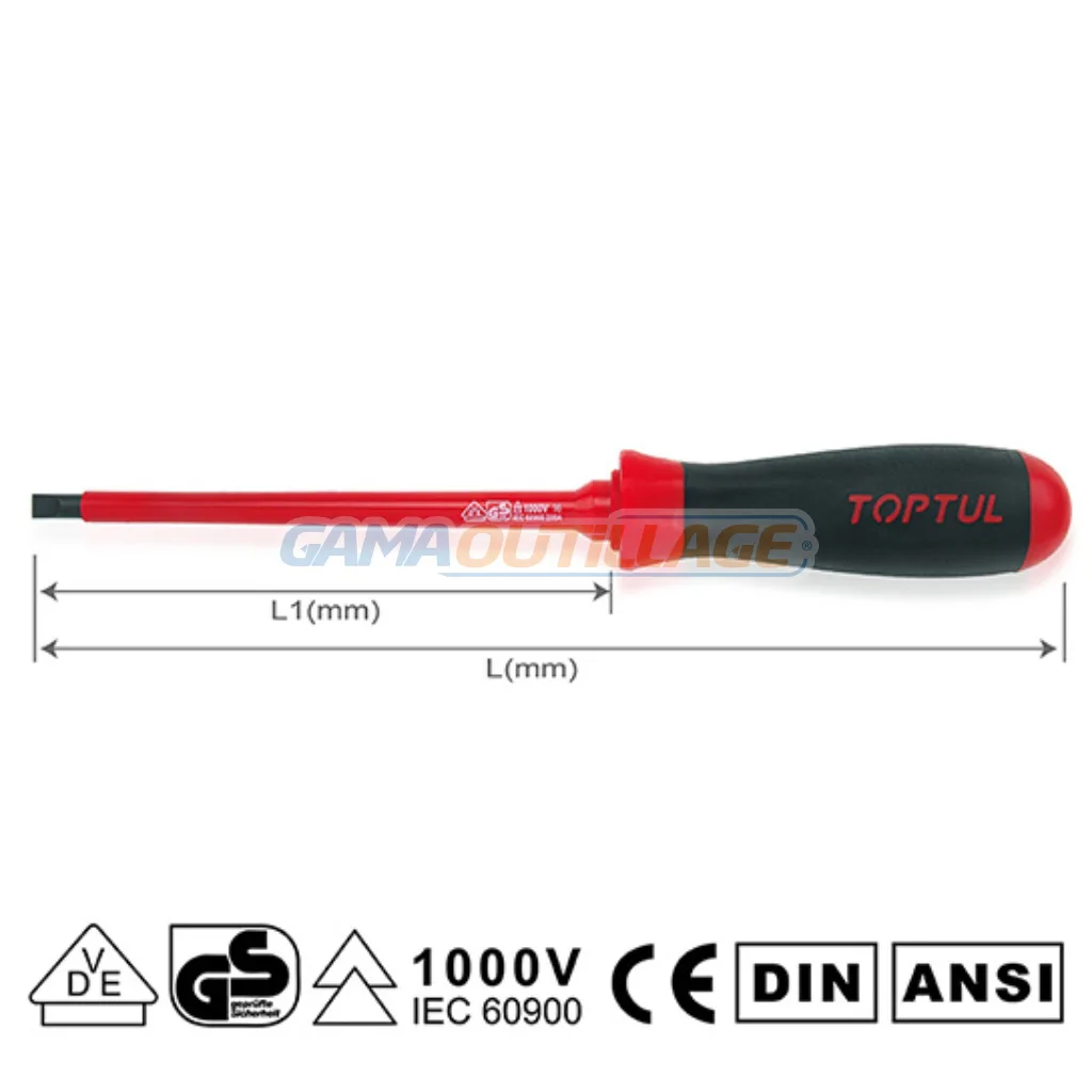 TOURNEVIS PLAT ISOLÉ 6.5*150MM TOPTUL – Image 2