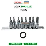 JEUX DOUILLE TORX 1/4" 8 PCS TOPTUL