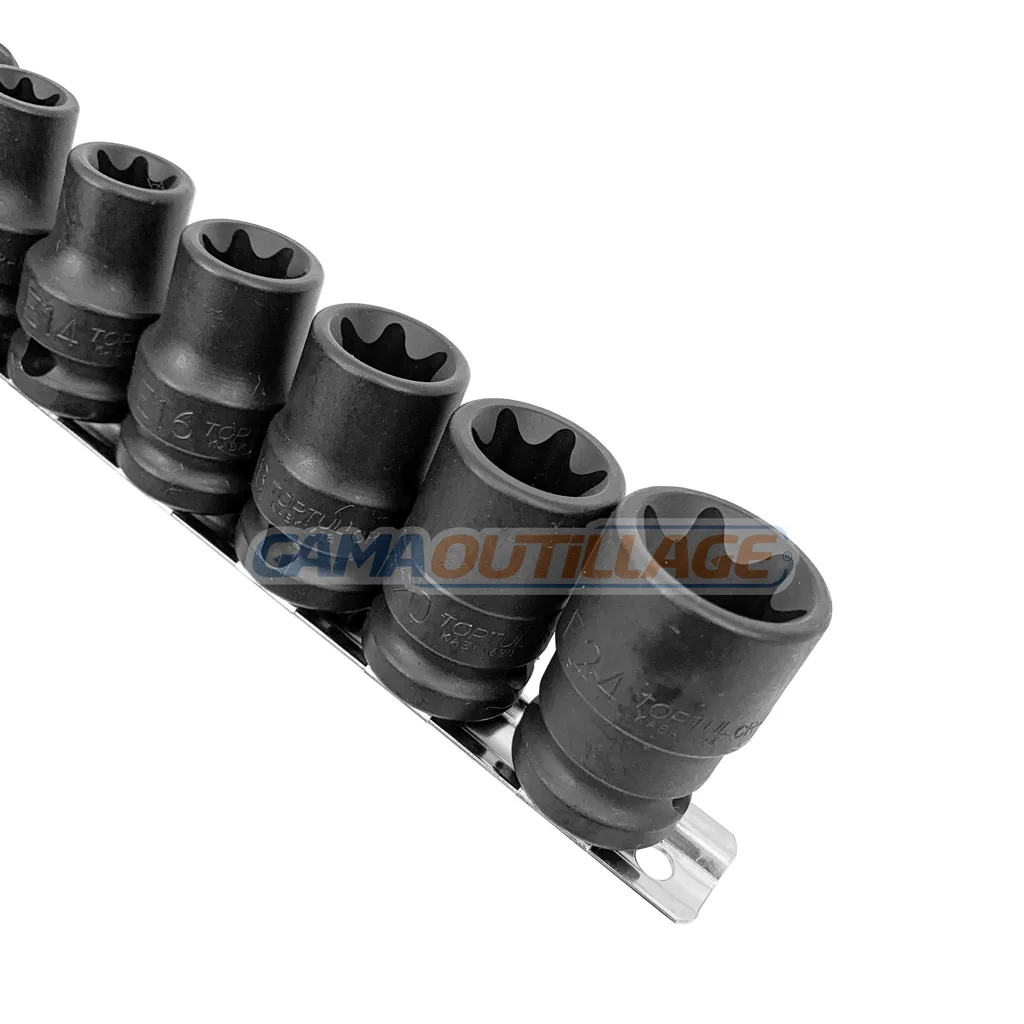 JEUX DOUILLE ETOILE 1/2" A CHOC  07 PCS TOPTUL – Image 2