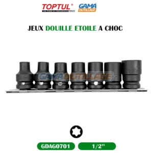 JEUX DOUILLE ETOILE 1/2" A CHOC 07 PCS TOPTUL