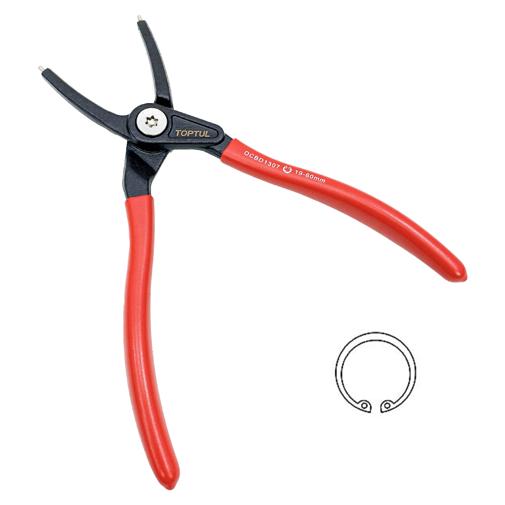 DCBD1307-GAMAOUTILLAGE-CNC PINCE CIRCLIPS 07" DR A FER ROUGE TOPTUL