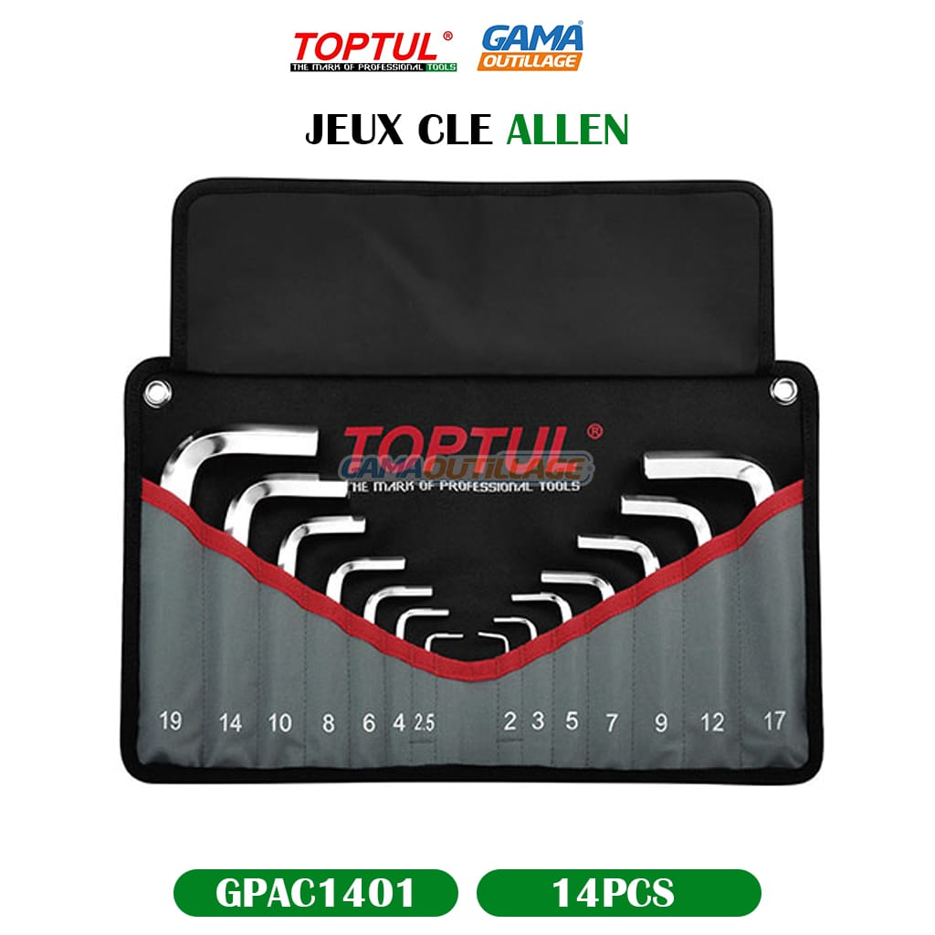 GPAC1401-GAMAOUTILLGE-CNC JEUX CLE ALLEN 14PCS TOPTUL