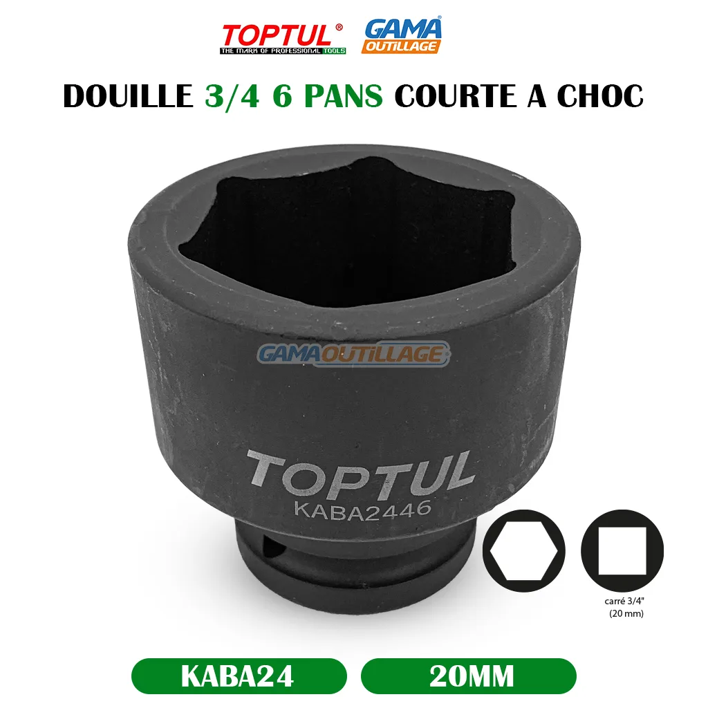 DOUILLE 3/4 6 PANS COURTE A CHOC TOPTUL – Image 4