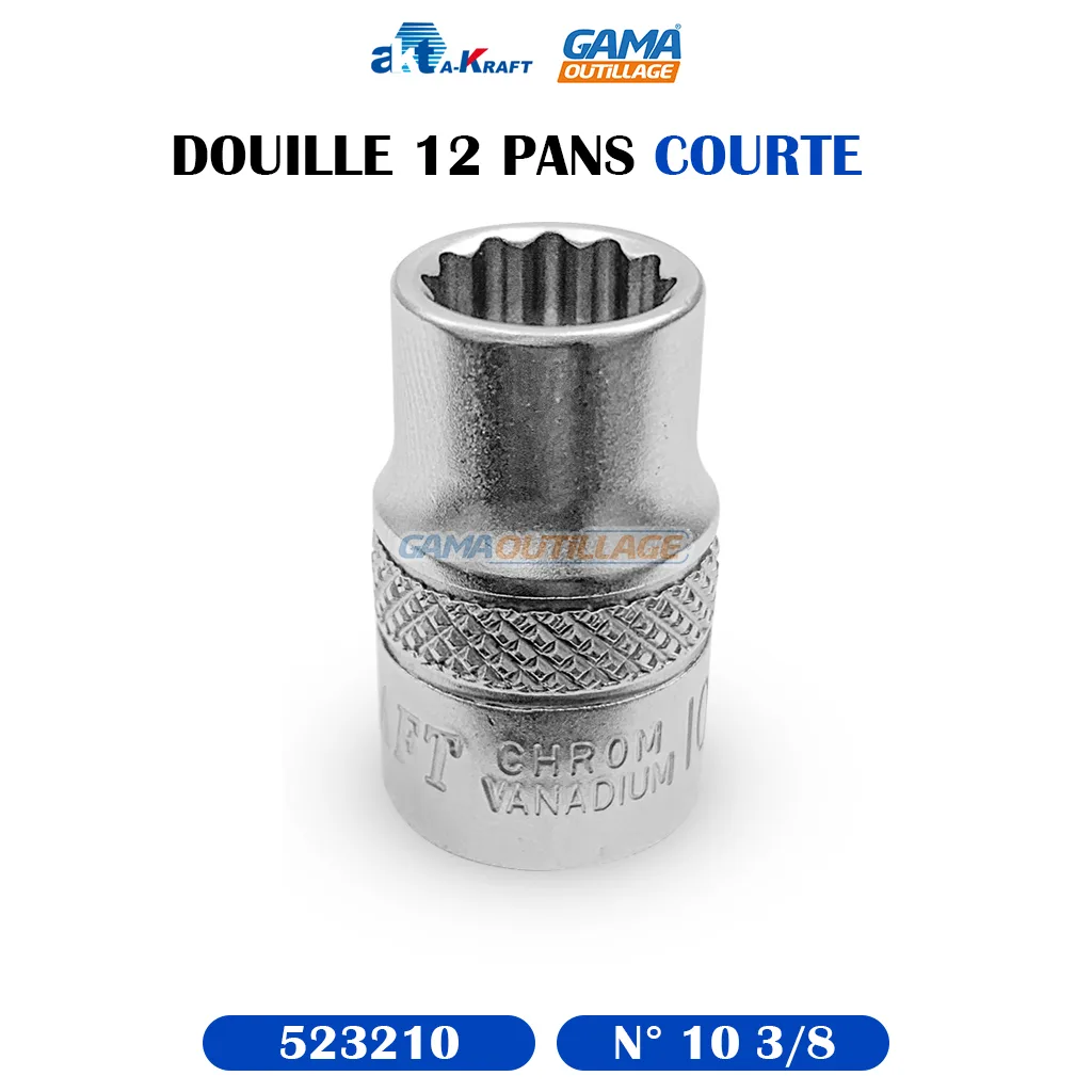 DOUILLE N° 10 3/8 12 PANS COURTE AKRAFT