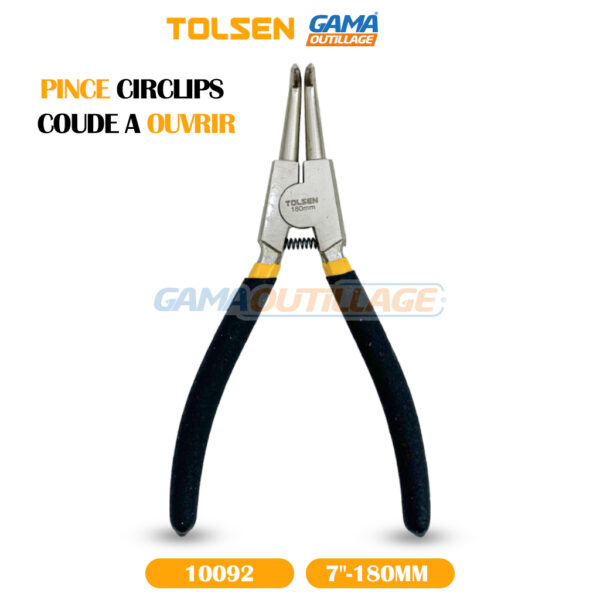 PINCE CIRCLIPS 7" COUDE A OUVRIR TOLSEN
