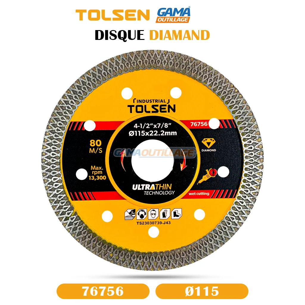 76756-GAMAOUTILLAGE-CNC DISQUE DIAMAND Ø115 INDUSRIEL TOLSEN