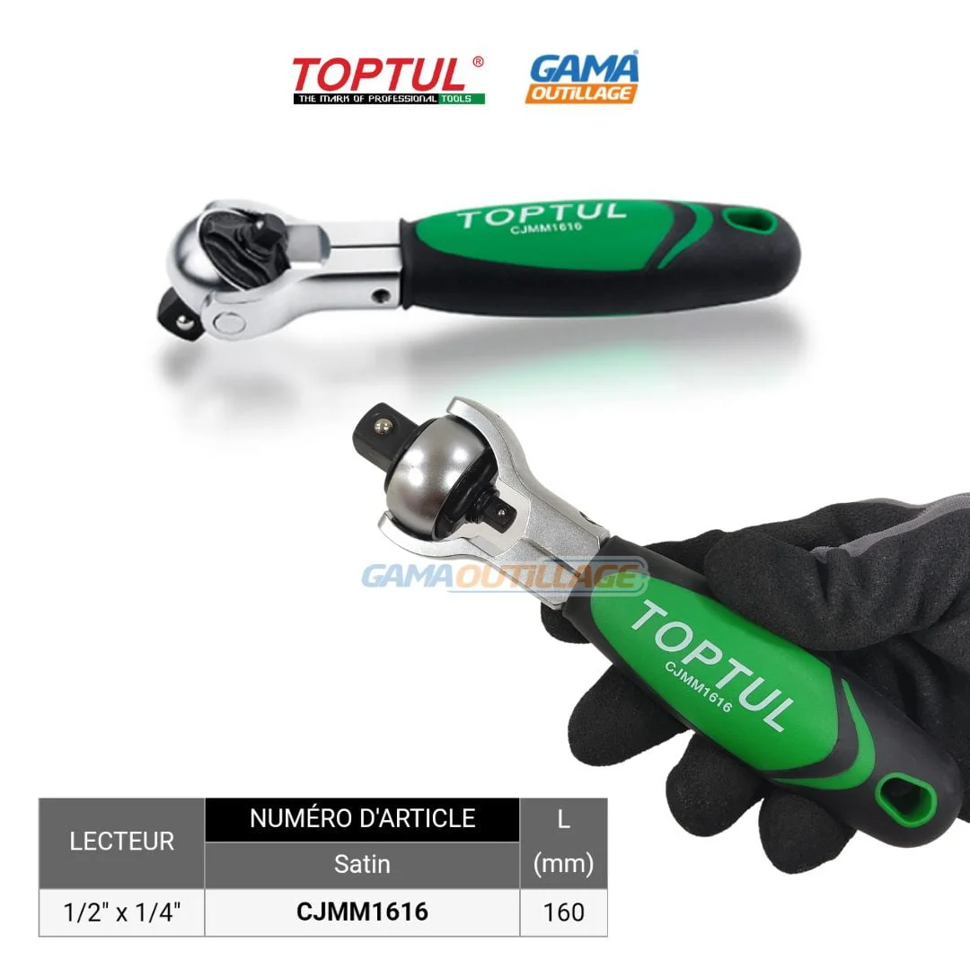 CLIQUET A TETE PIVOTANTE 1/4 1/2 TOPTUL