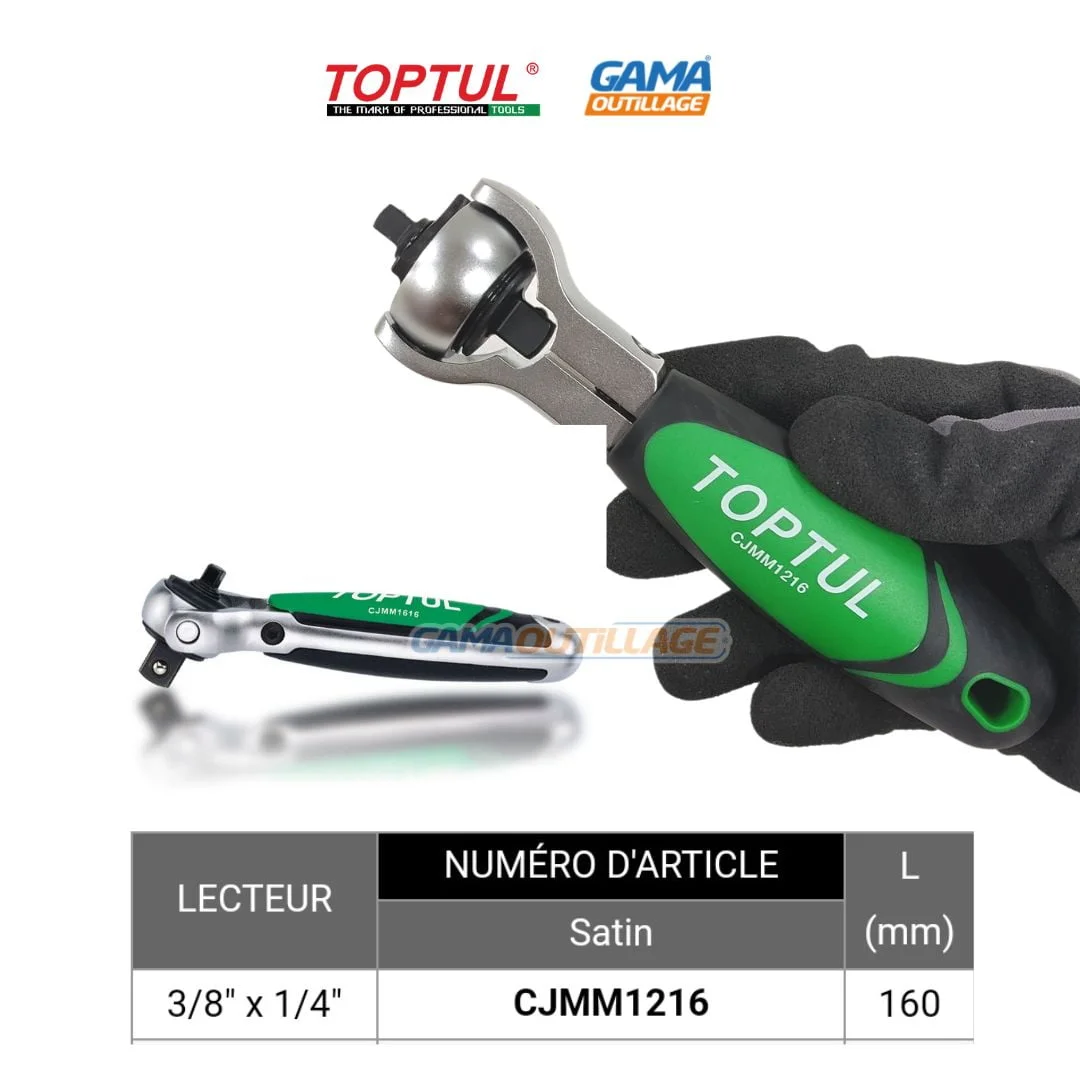 CLIQUET A TETE PIVOTANTE 1/4 3/8 TOPTUL