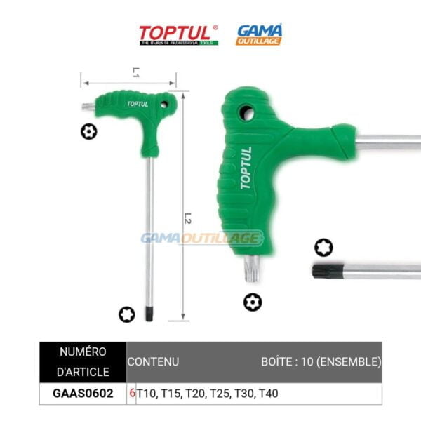 JEUX CLE TORX A POIGNE 06 PCS TOPTUL