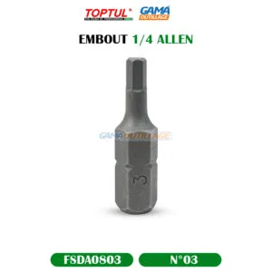 EMBOUT 1/4 ALLEN N°03 TOPTUL