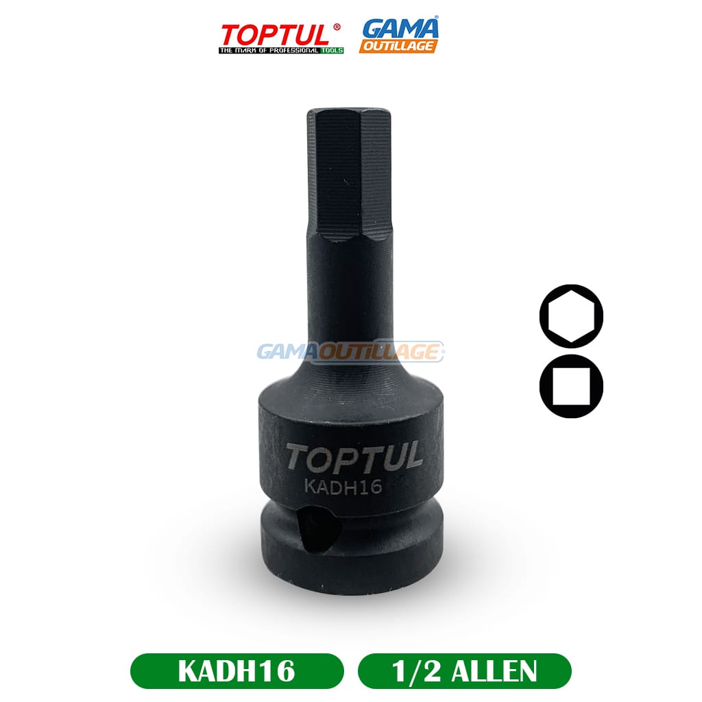 KADH16-GAMAOUTILLAGE-CNC DOUILLE 1/2 ALLEN A CHOC TOPTUL