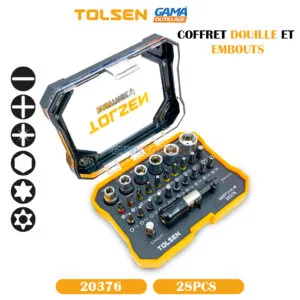 COFFRET DOUILLE ET EMBOUTS 28PCS TOLSEN