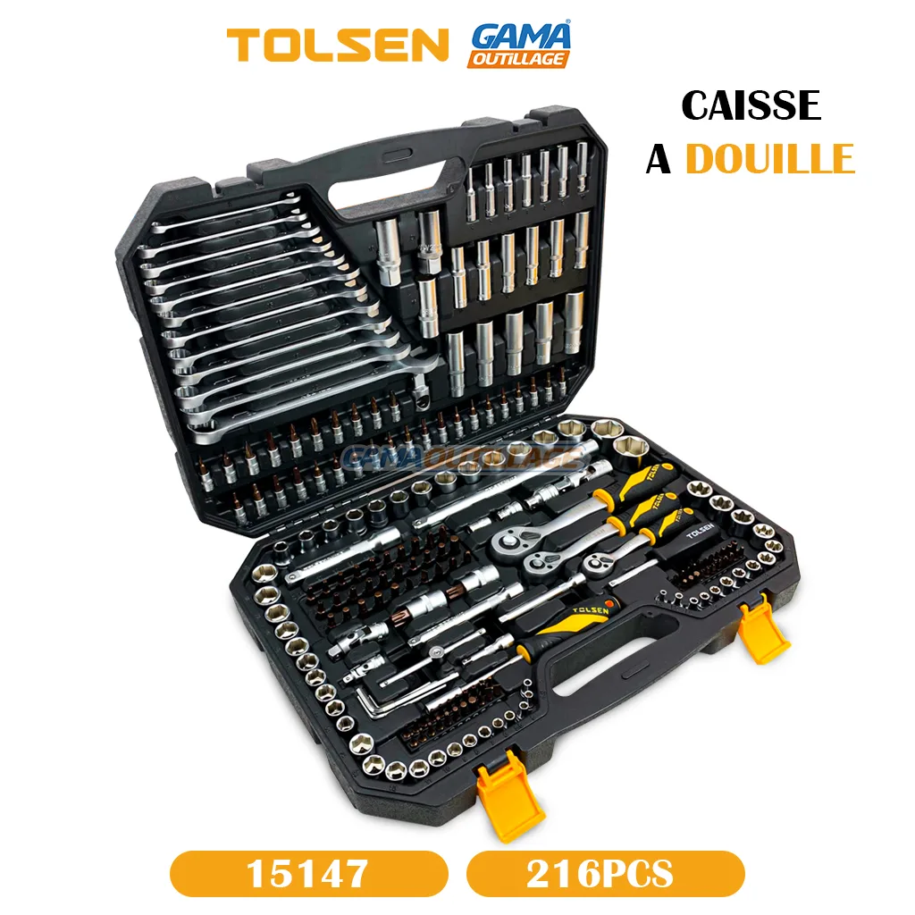 15147-GAMAOUTILLAGE-CNC CAISSE A DOUILLE 216PCS TOLSEN