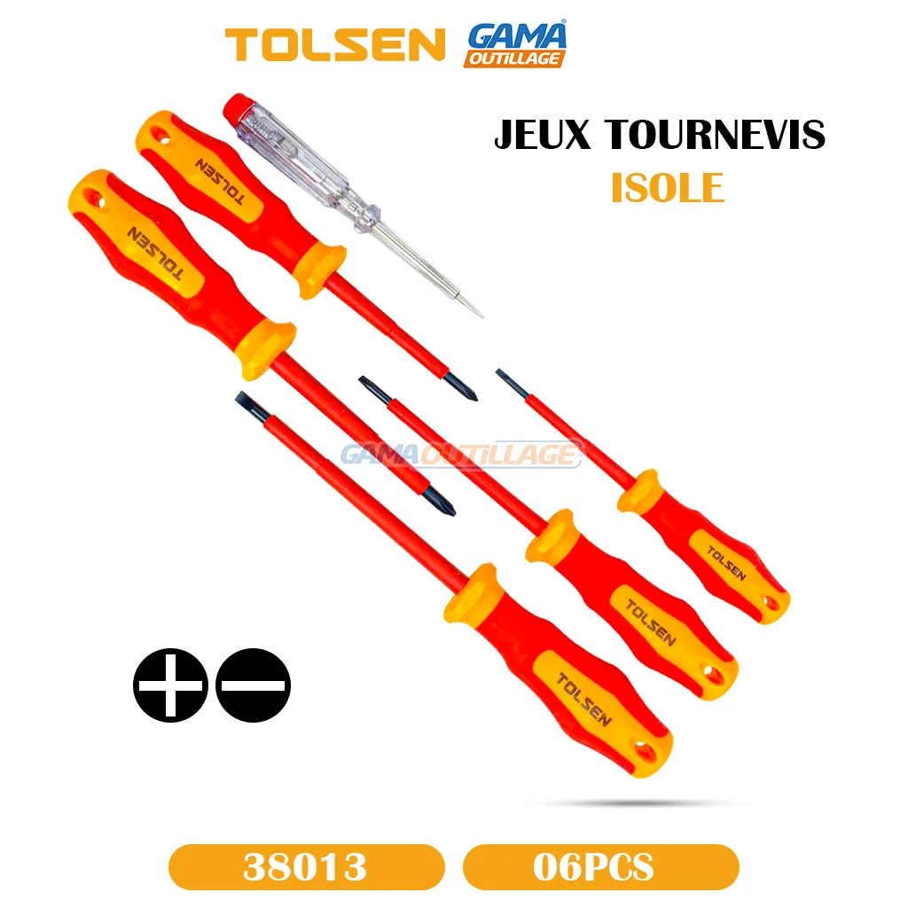 38013-GAMAOUTILLAGE-CNC JEUX TOURNEVIS ISOLE 06PCS TOLSEN