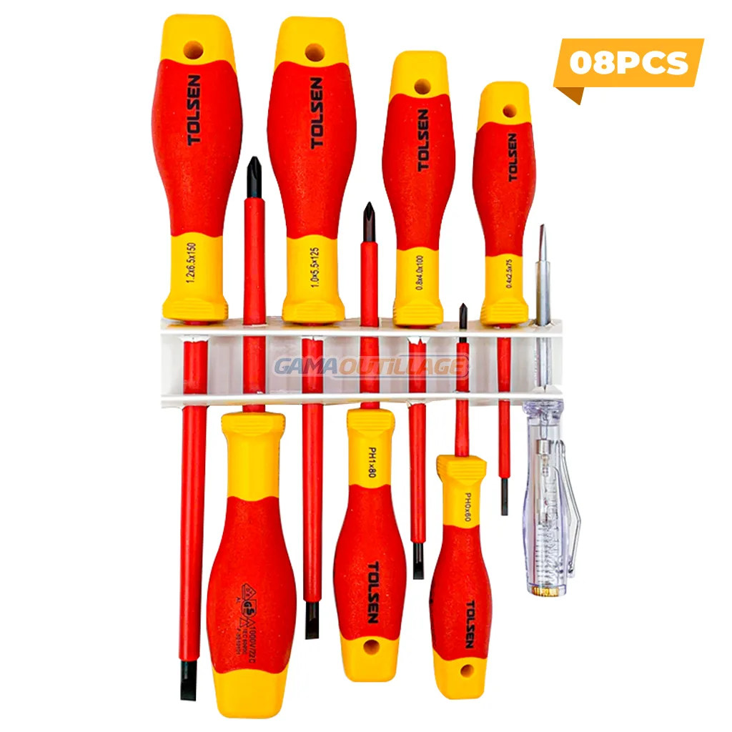 JEU DE TOURNEVIS ISOLES 08PCS TOLSEN – Image 1