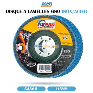 DISQUE A LAMELLES 115MM G80 INOX/ACIER ABPRO