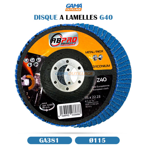 DISQUE A LAMELLES 115MM G40 INOX/ACIER ABPRO