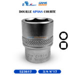 DOUILLE 3/8 N°17 6PANS COURTE AKRAFT