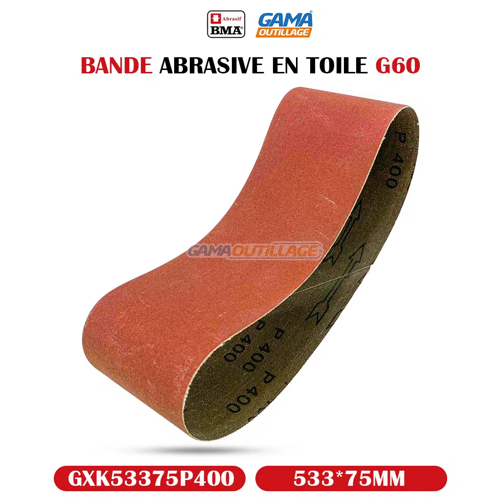 GXK53375P400-GAMAOUTILLAGE-CNC BANDE ABRASIVE EN TOILE 533*75 G400