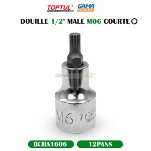DOUILLE 1/2" 12PANS MALE M06 COURTE TOPTUL