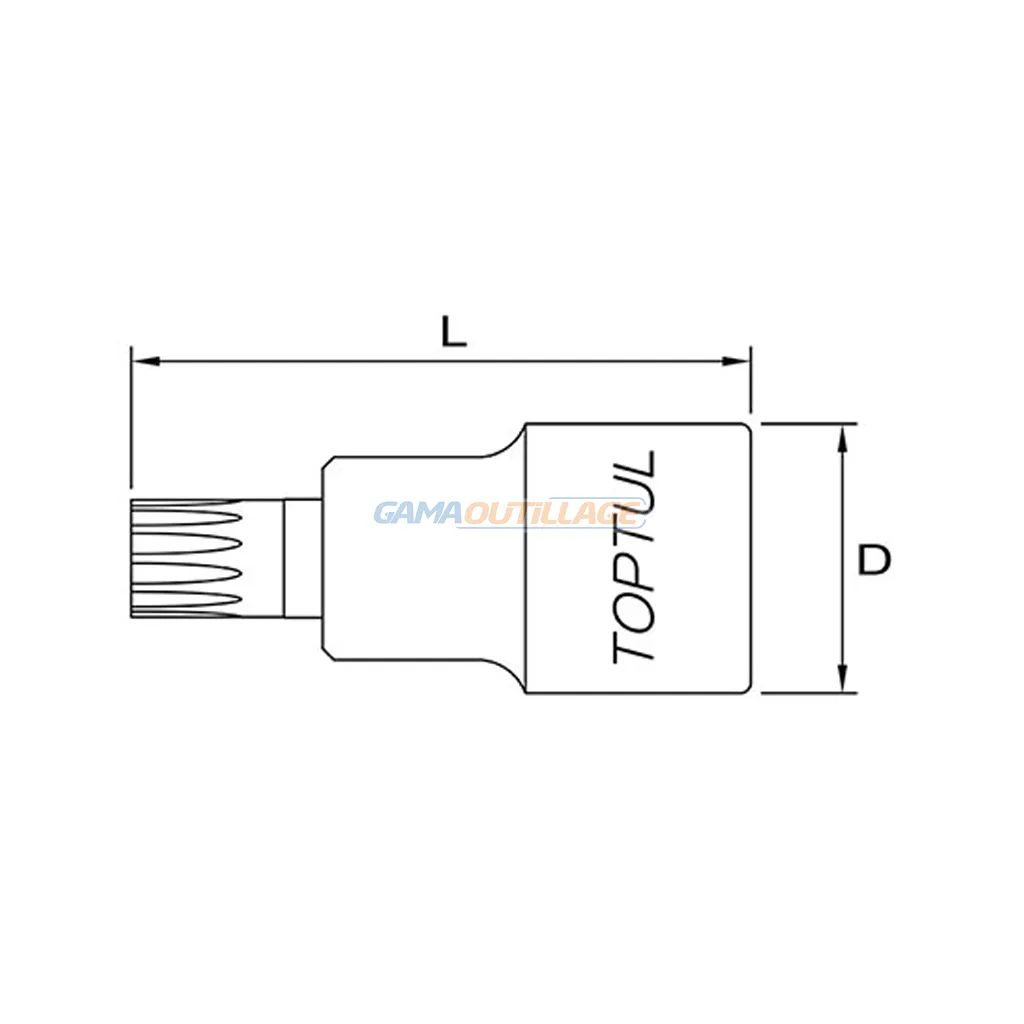 DOUILLE 1/2" 12PANS MALE M08 COURTE TOPTUL – Image 2