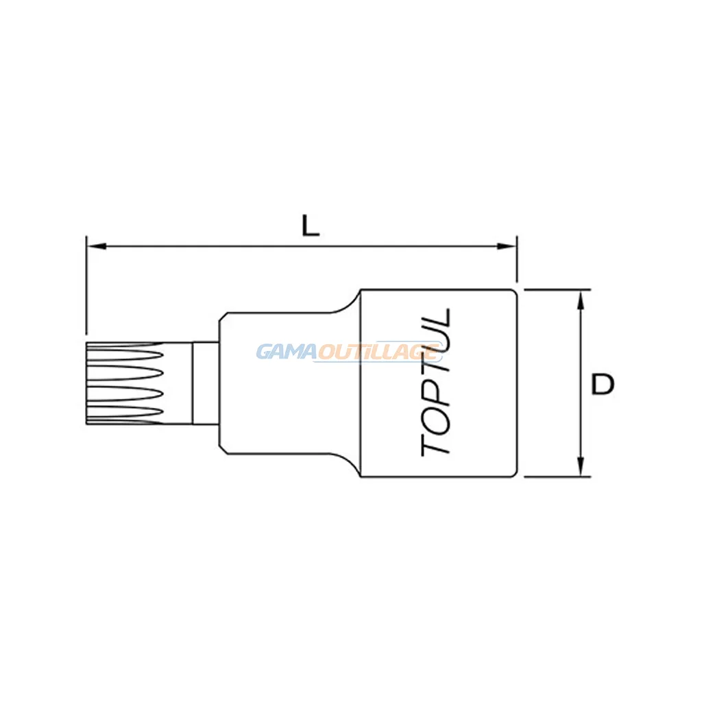 DOUILLE 1/2" 12PANS MALE M10 COURTE TOPTUL – Image 2