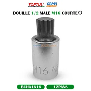 DOUILLE 1/2 12PANS MALE M16 COURTE TOPTUL