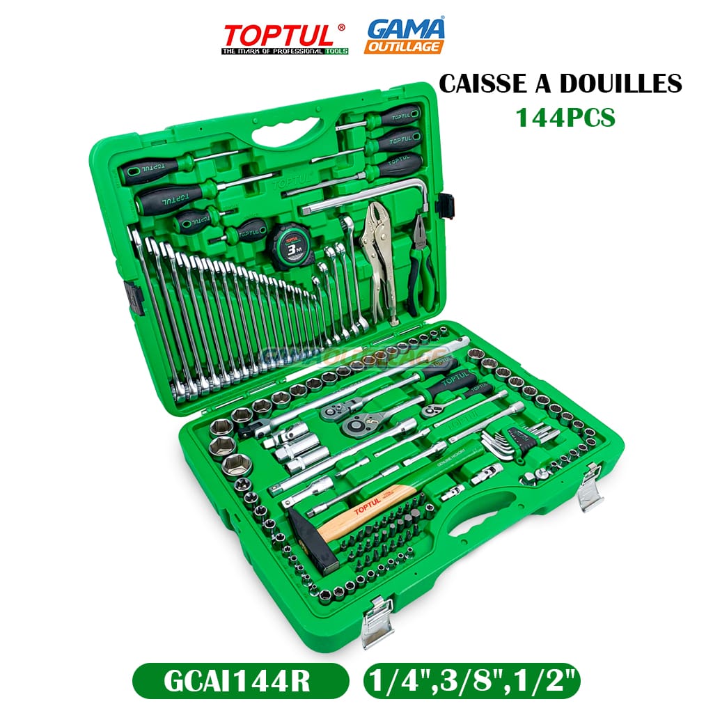 GCAI144R-GAMAOUTILLAGE-CNC CAISSE A DOUILLES 144PCS TOPTUL