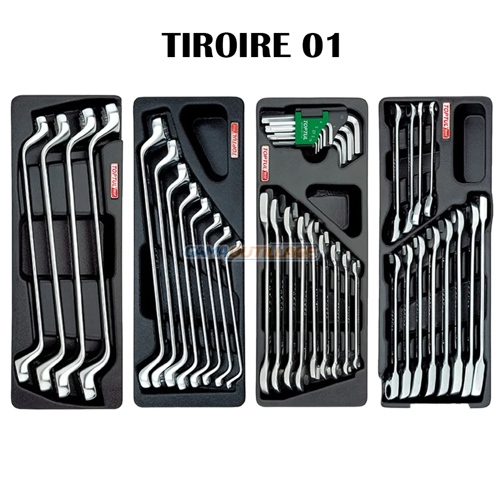 SERVANTE 07 TIROIRES 229PCS VERT TOPTUL