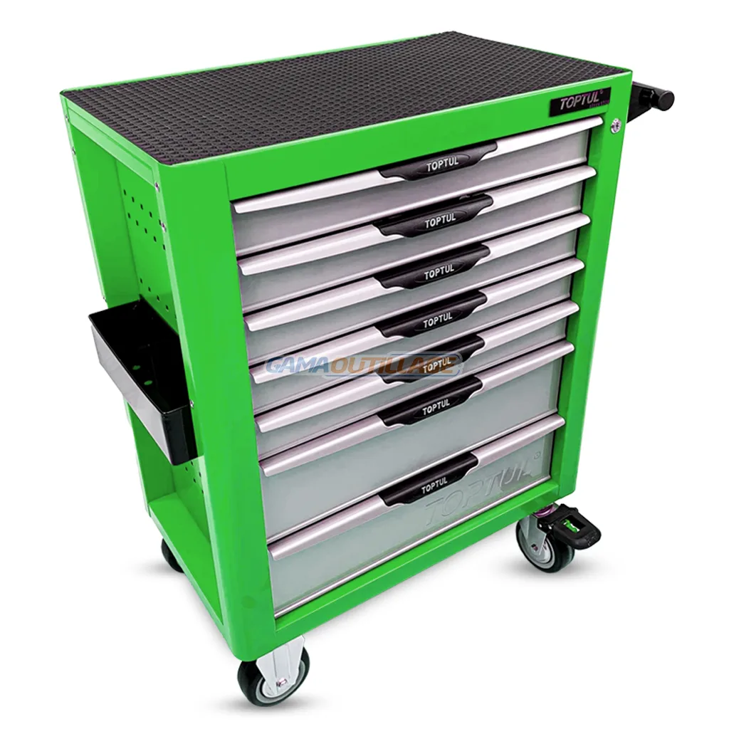 GCAJ229E-GAMAOUTILLAGE-11 SERVANTE 07 TIROIRES 229PCS VERT TOPTUL