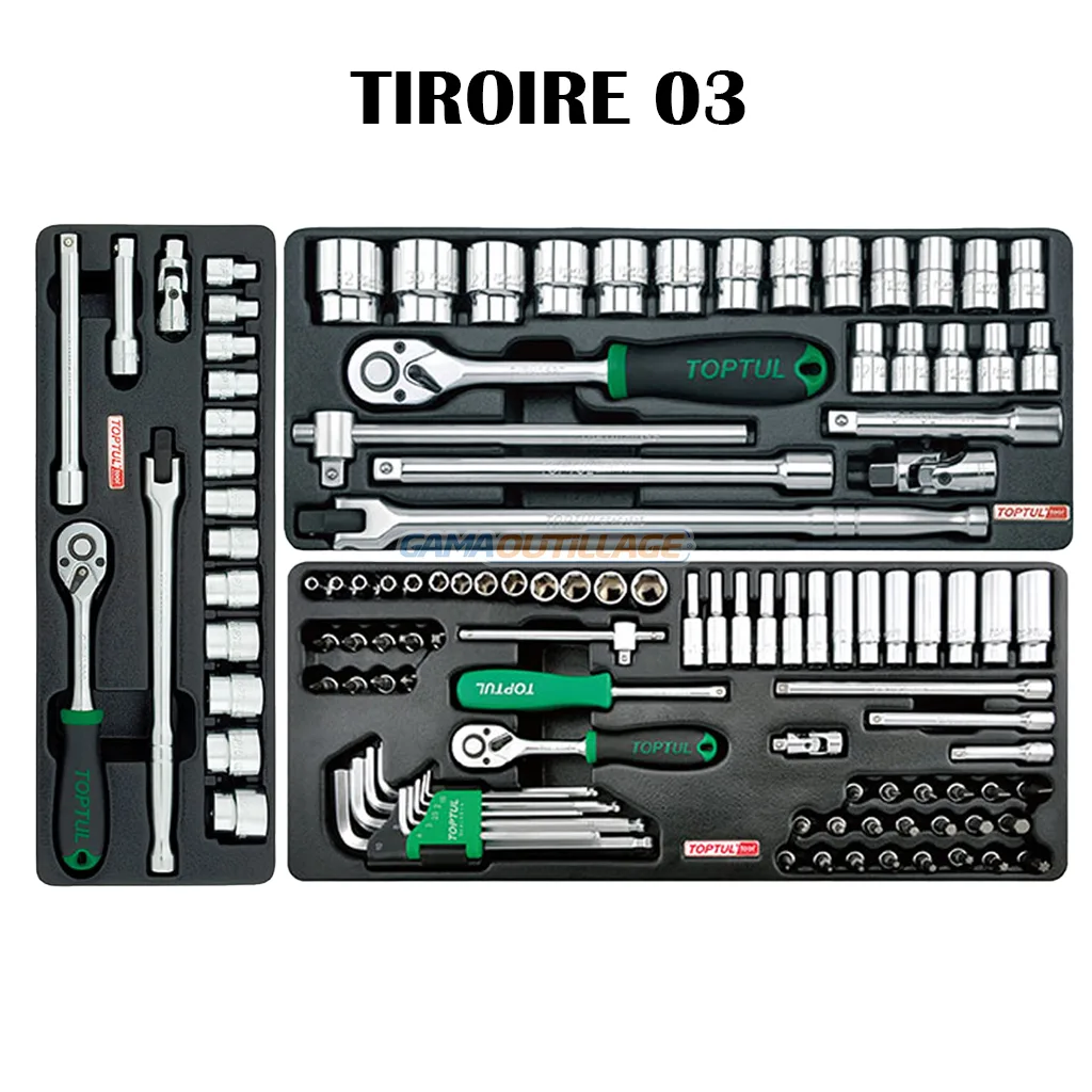 SERVANTE 07 TIROIRES 229PCS ROUGE TOPTUL – Image 6