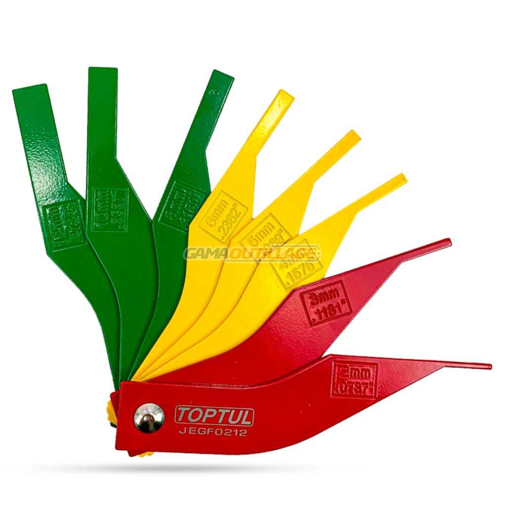 JEGF0212-GAMAOUTILLAGE-04 JAUGE EPAISSEUR PLAQUETTE DE FREIN 08PCS TOPTUL