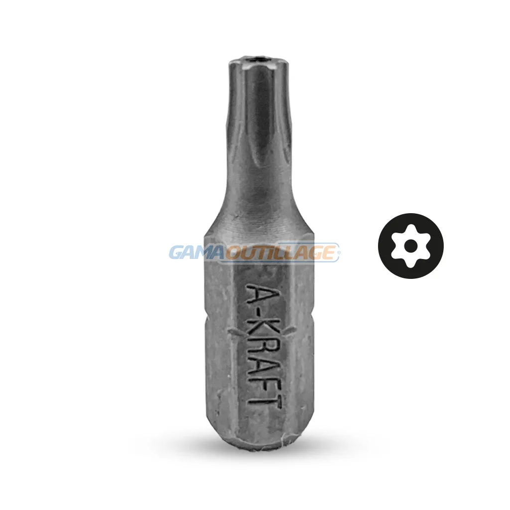 610020TT-GAMAOUTILLAGE-CNC EMBOUT TORX 1/4 T20 TROUE 25MM AKRAFT