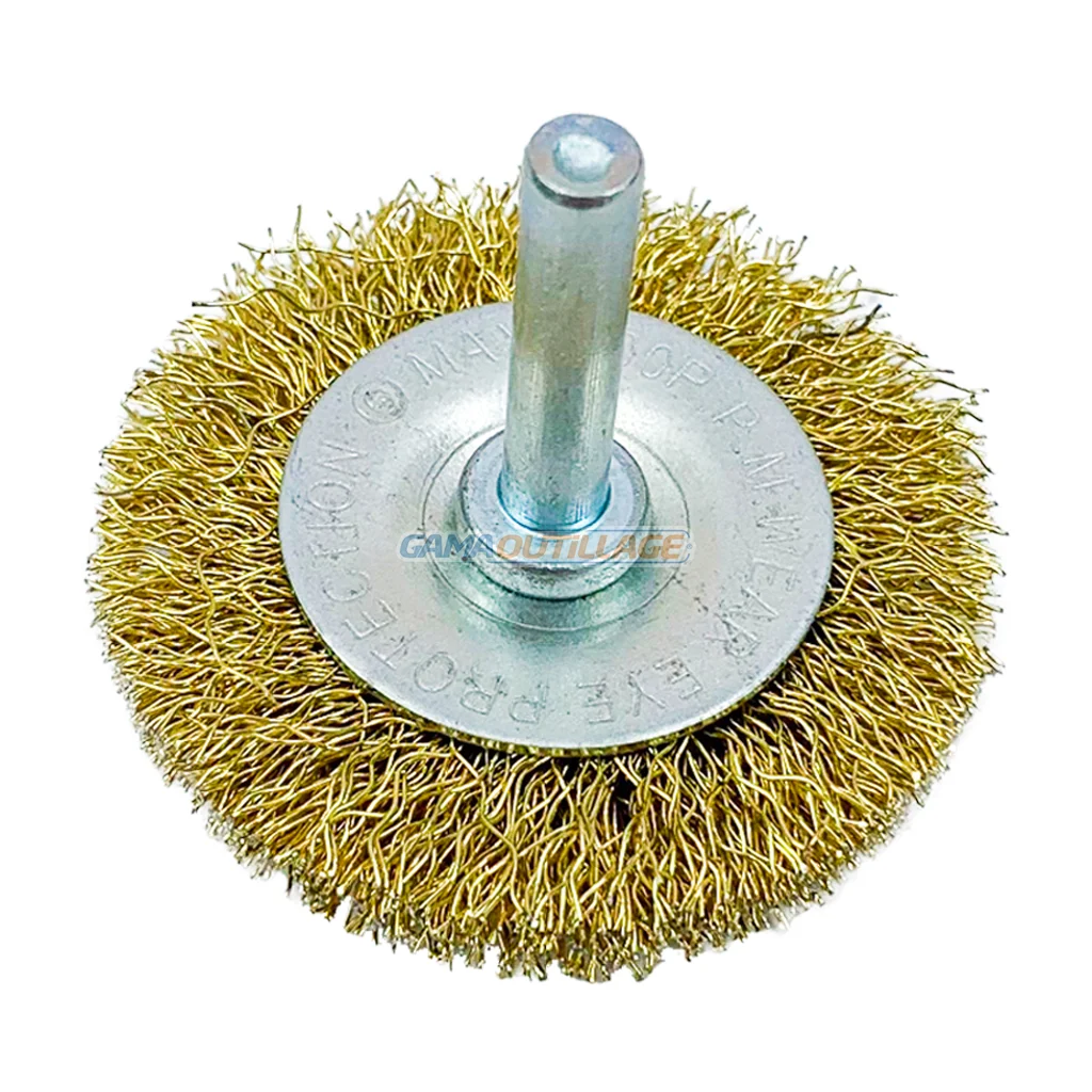 0126-GAMAOUTILLAGE-CNC BROSSE METALLIQUE PERCEUSE PLAT 75MM TA