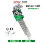 JEUX CLE TORX SPHERIQUE 09PCS TOPTUL – Image 6