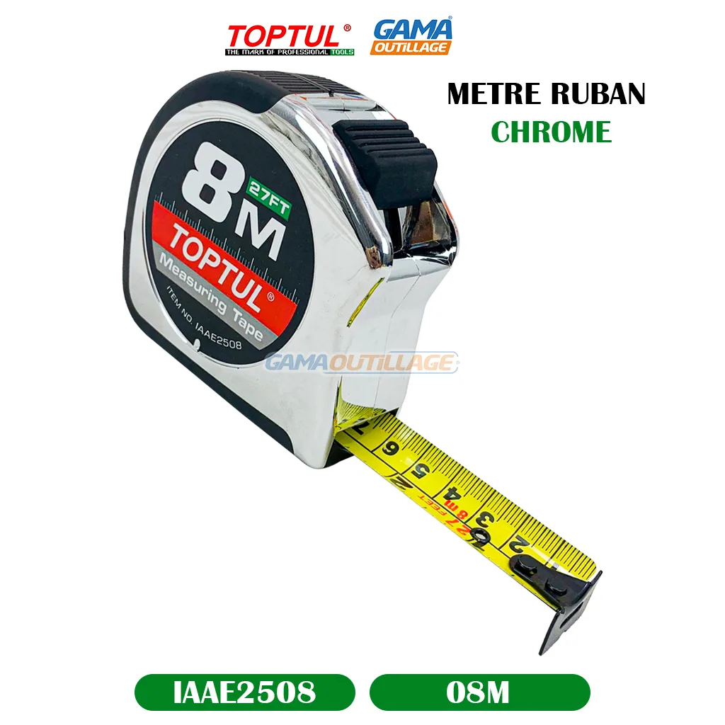 METRE RUBAN 8M CHROME TOPTUL – Image 5