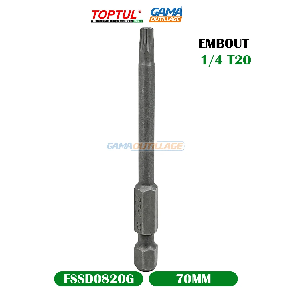 EMBOUT 1/4" TORX T20 70MM TOPTUL – Image 4