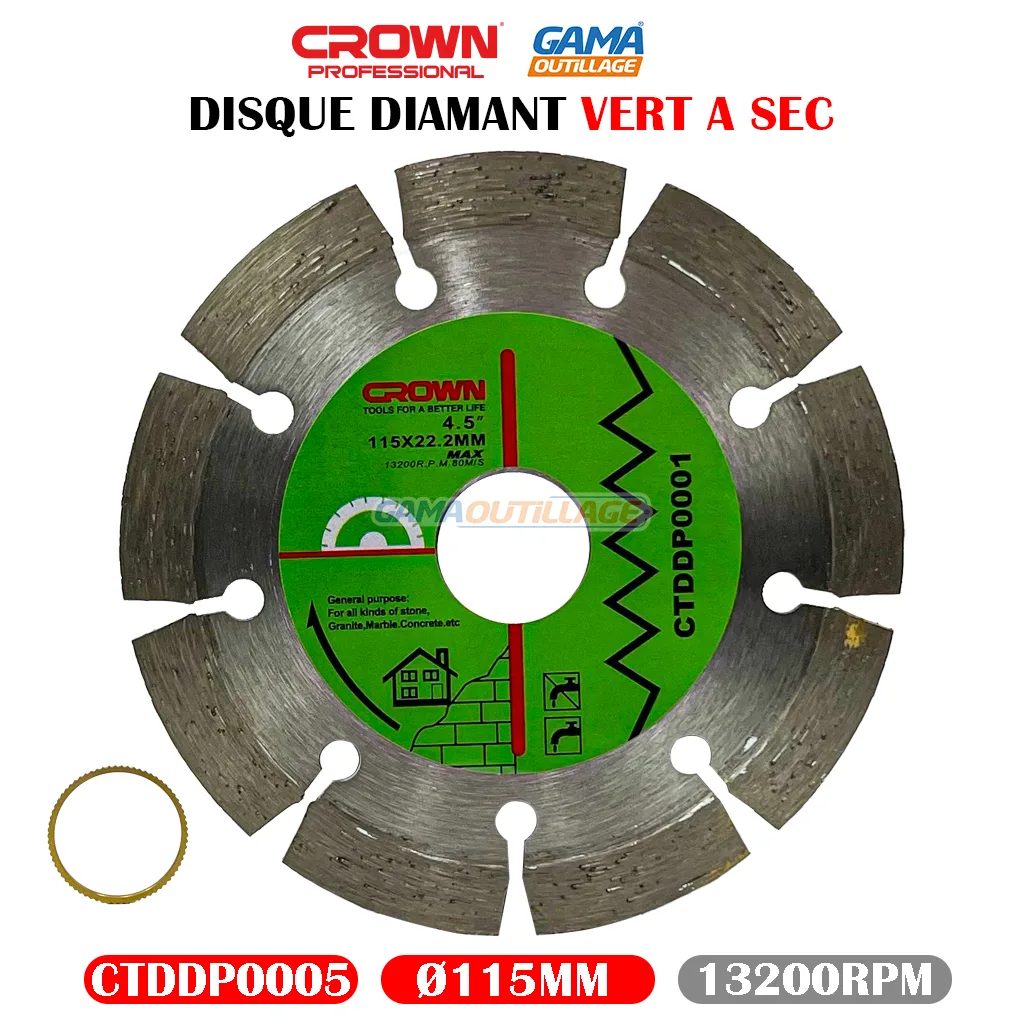 DISQUE DIAMANT Ø 115 VERT A SEC CROWN – Image 4